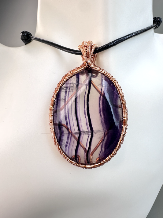 Wire Wrapped Copper Fluorite Pendant 3