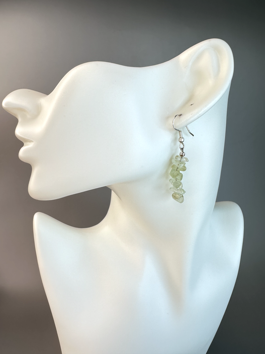 Prehnite w/ Epidote Chip | Sterling Silver Earrings