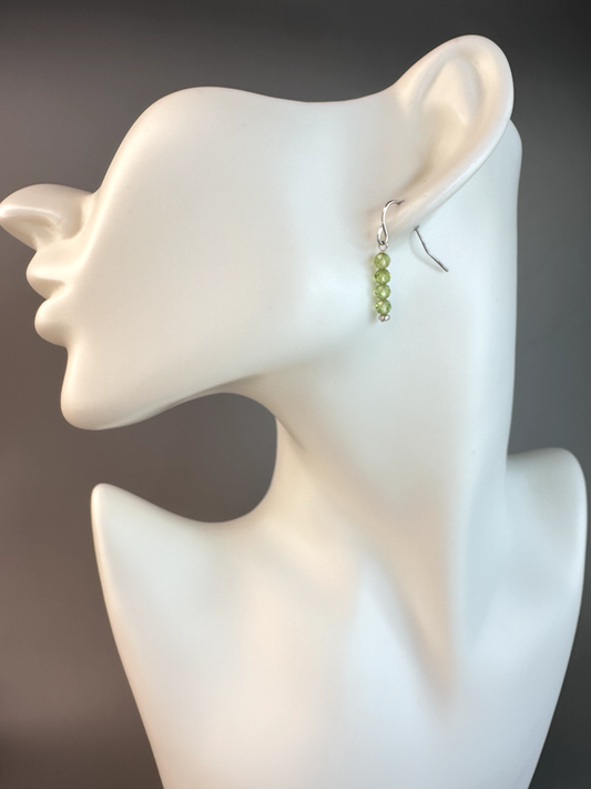 Peridot Faceted Micro Bead | Sterling Silver Earrings