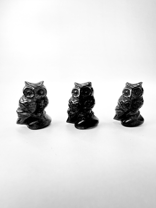 Silver Sheen Obsidian Owl *MINI*