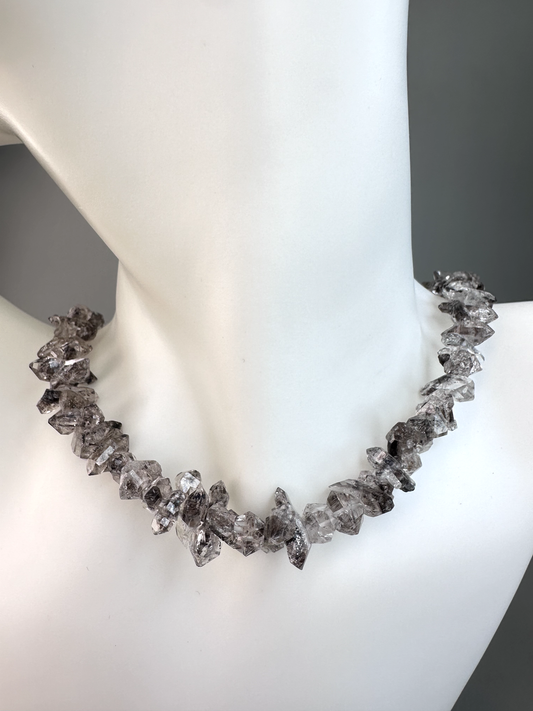 Herkimer Diamond Choker | Carbon Included | Sterling Silver