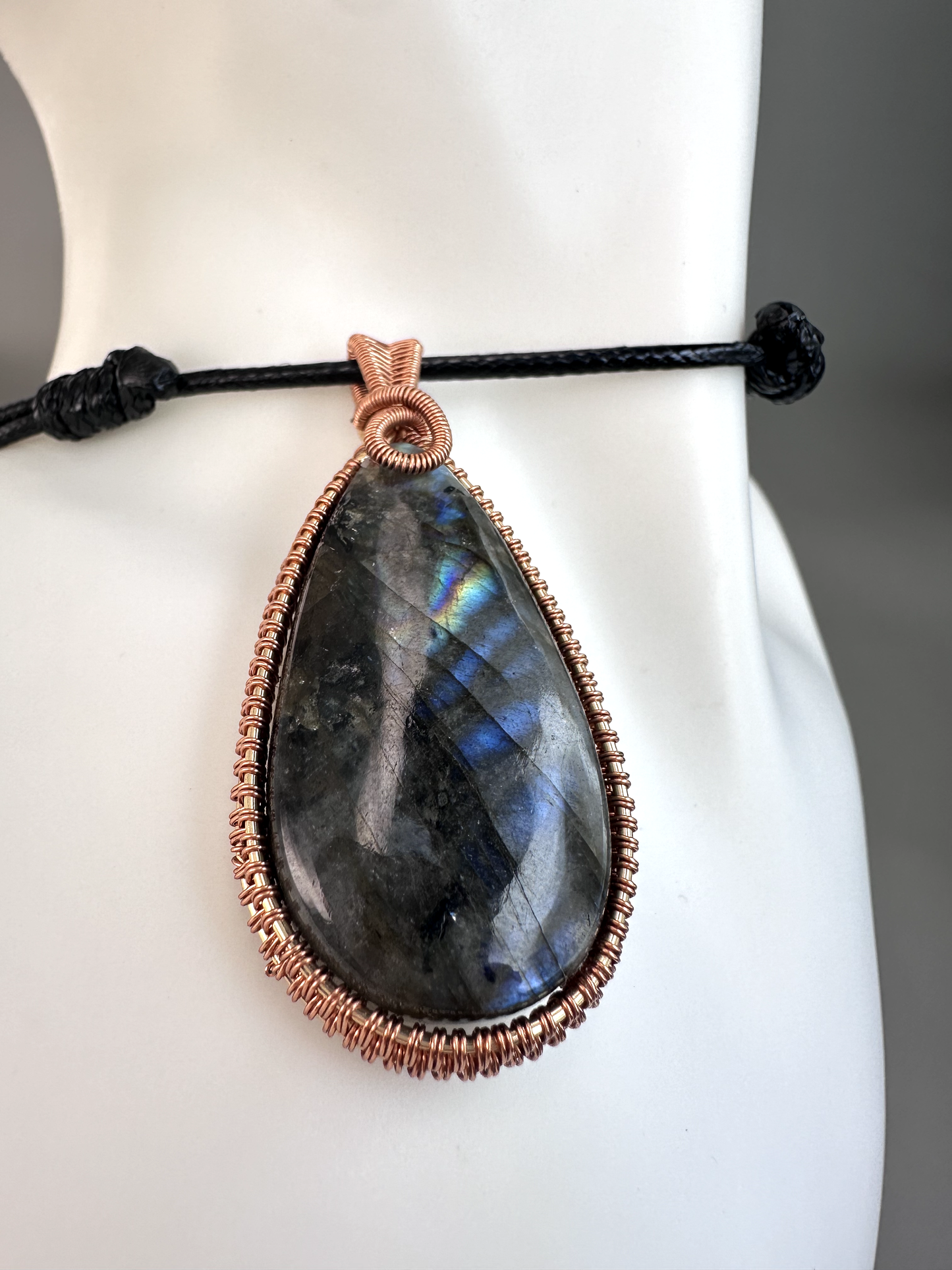 Wire Wrapped Copper Labradorite Pendant 5 | Flashy