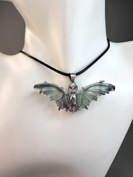 Fluorite Bat Pendants | Silver Plated