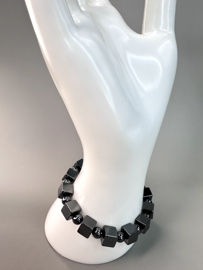 10mm Hematite Cube Stretch Bracelet