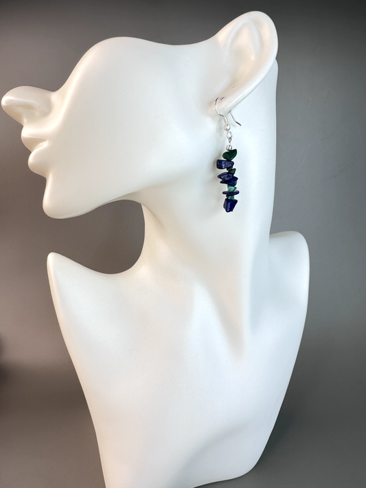 Malachite x Lapis Chip | Sterling Silver Earrings