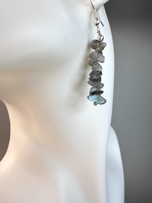 Labradorite Chip | Sterling Silver Earrings