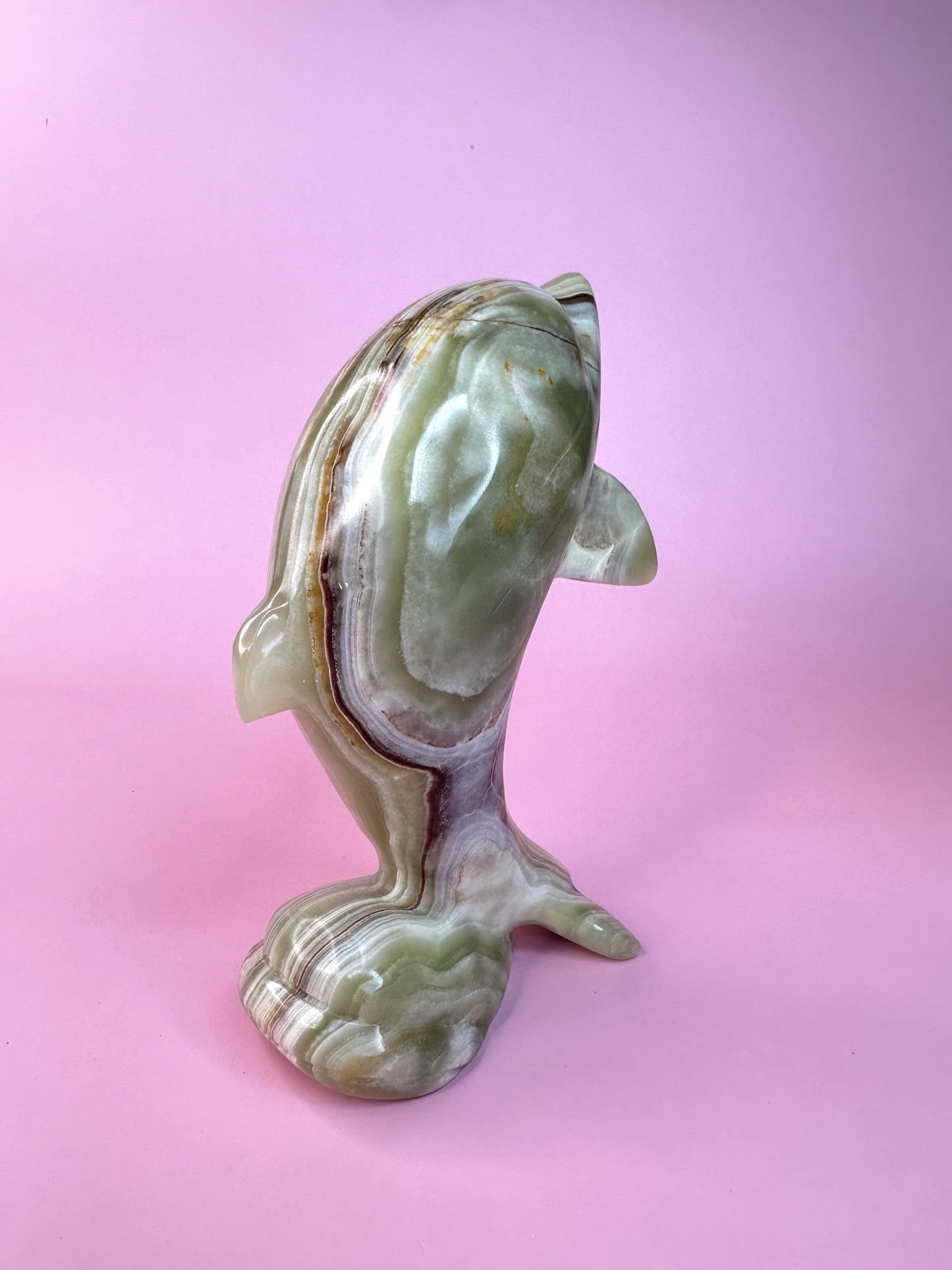 Large Green Onyx Dolphin 1 | Statement