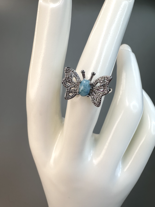 Larimar Butterfly Ring | Adjustable | S925