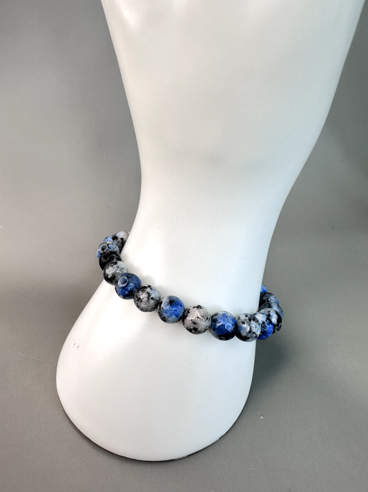 8mm K2 Stretch Bracelet (Azurite and Granite)