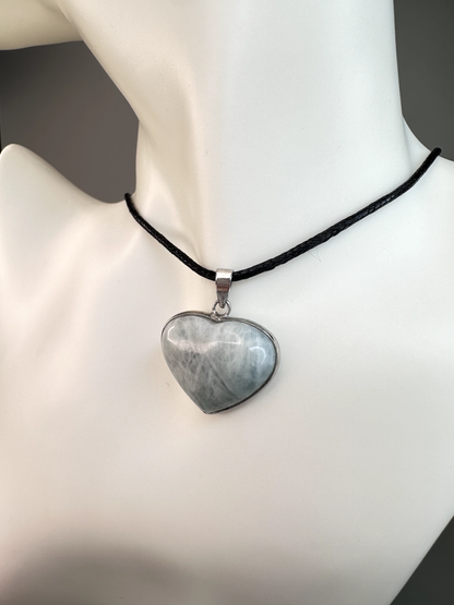 Aquamarine Heart Pendants | Silver Plated