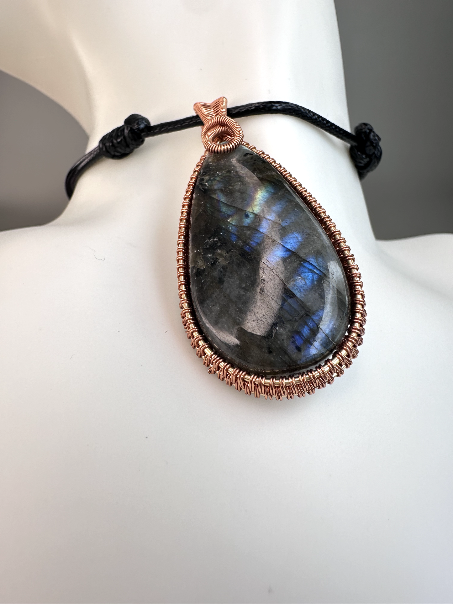 Wire Wrapped Copper Labradorite Pendant 5 | Flashy