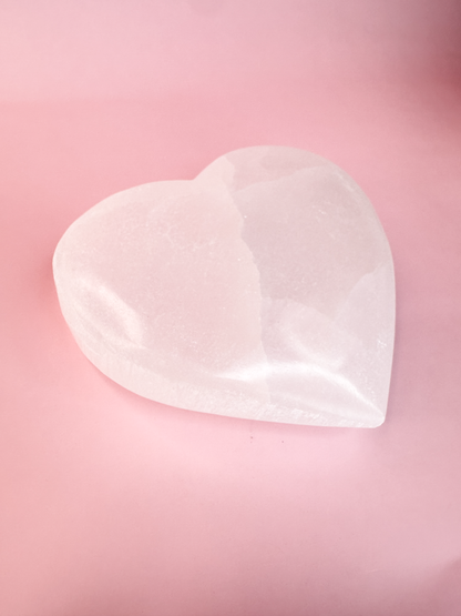 Large Satin Spar (Selenite) Heart