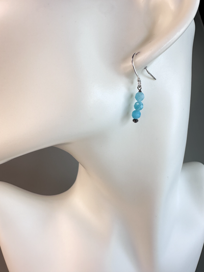 Amazonite Faceted Micro Bead | Sterling Silver Earrings