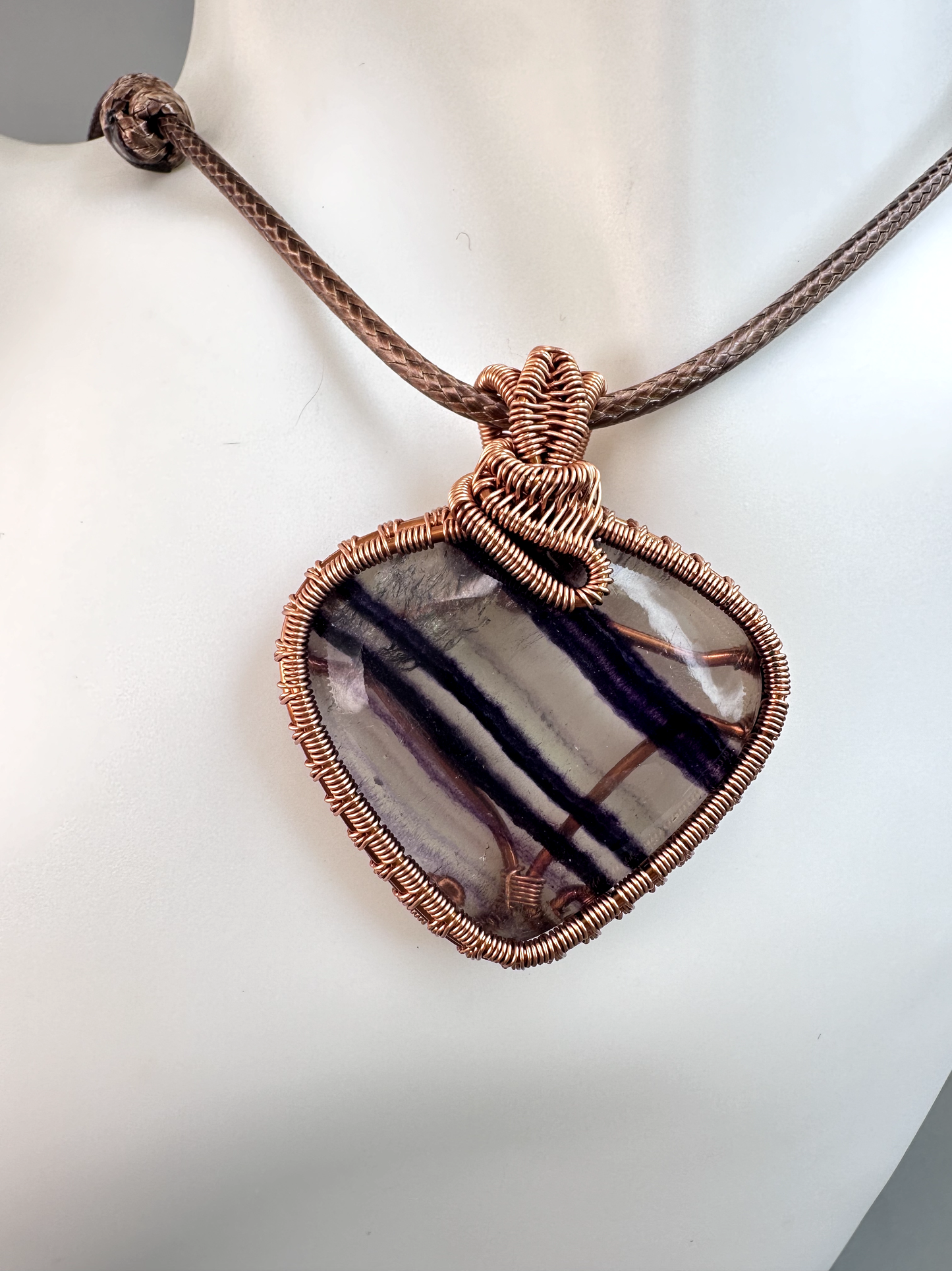 Wire Wrapped Copper Fluorite Pendant 2