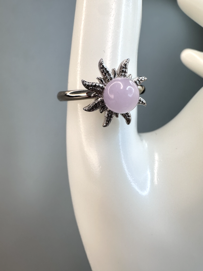 Kunzite Sun Fidget/ Spinning Ring | Adjustable | Silver Plated