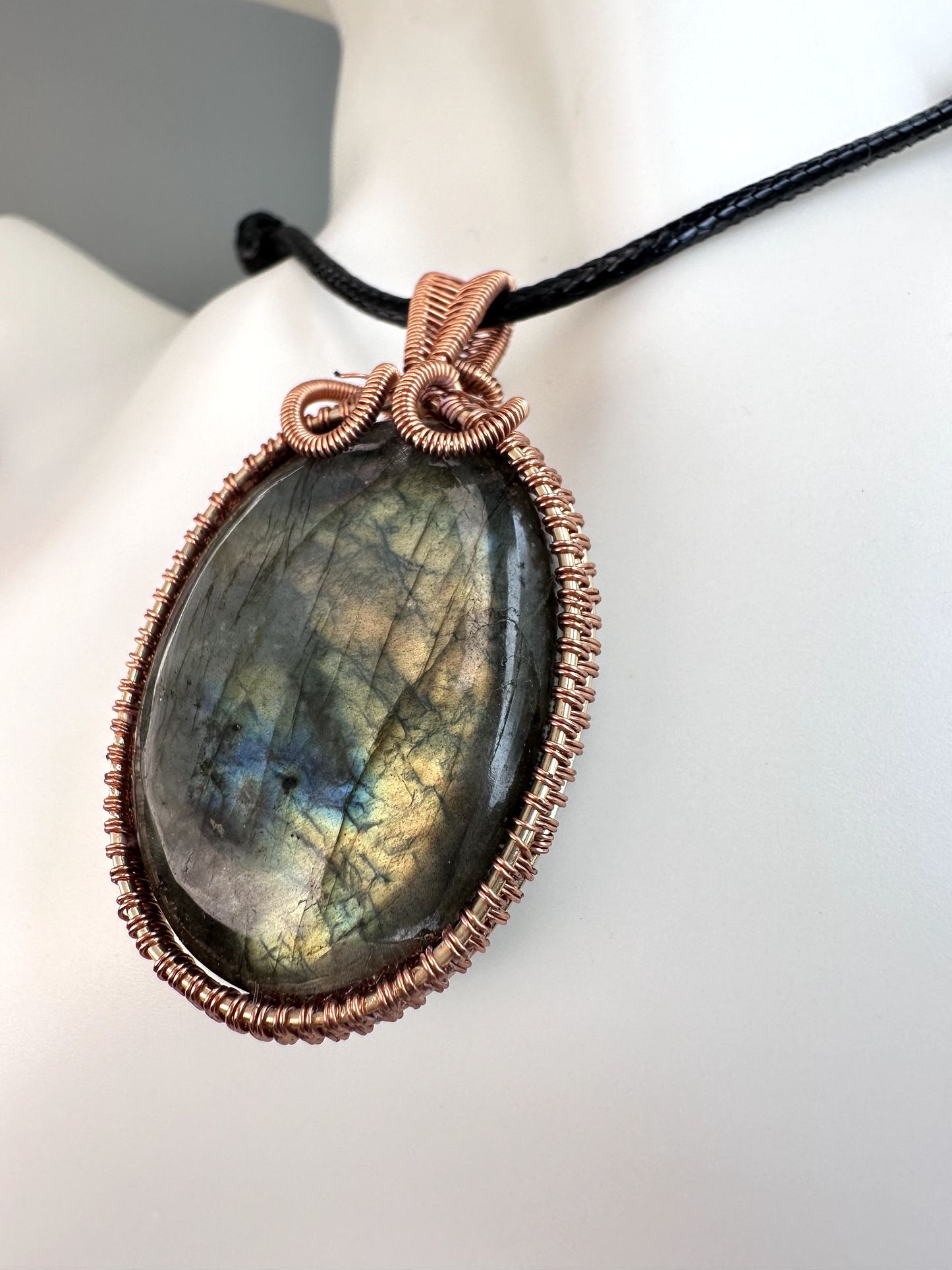 Wire Wrapped Copper Labradorite Pendant 6 | Flashy