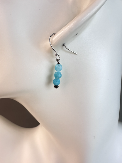 Amazonite Faceted Micro Bead | Sterling Silver Earrings