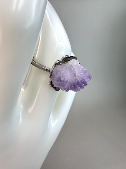 Amethyst Flower Ring  | Adjustable | S925