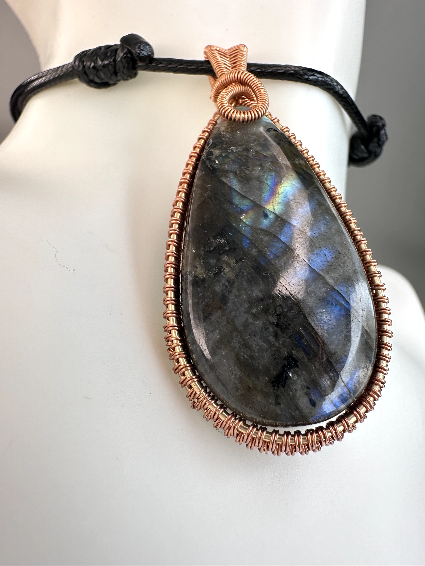 Wire Wrapped Copper Labradorite Pendant 5 | Flashy