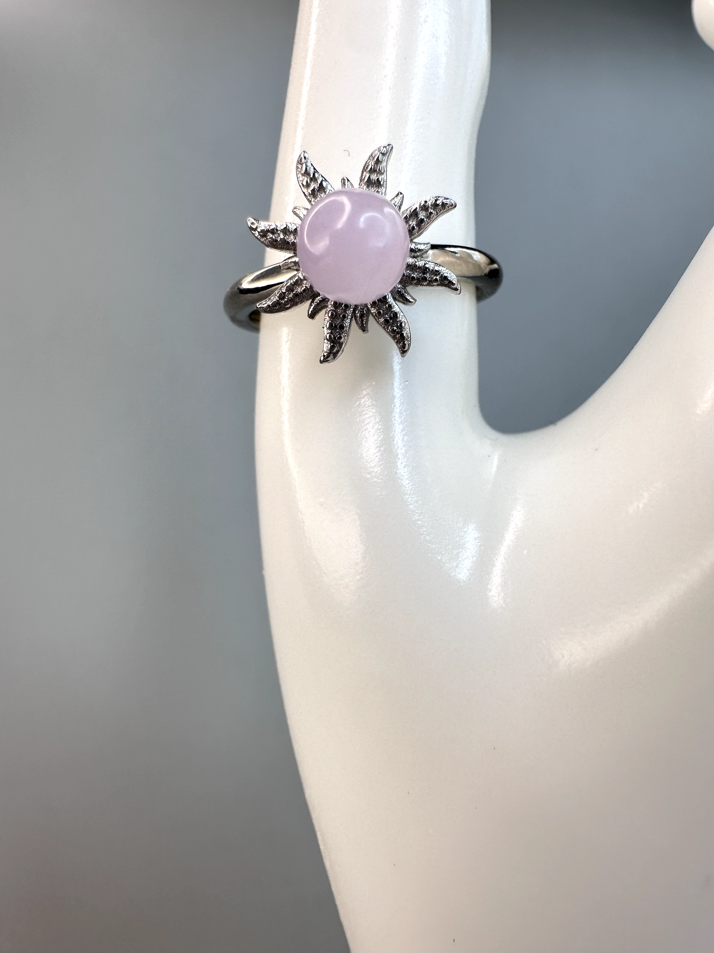 Kunzite Sun Fidget/ Spinning Ring | Adjustable | Silver Plated