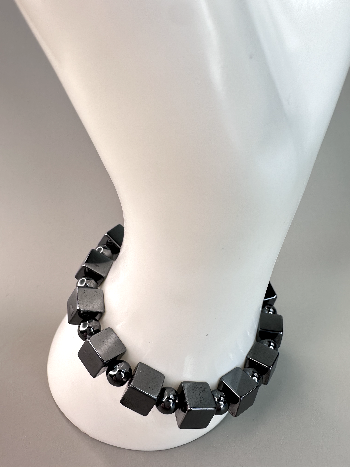 10mm Hematite Cube Stretch Bracelet