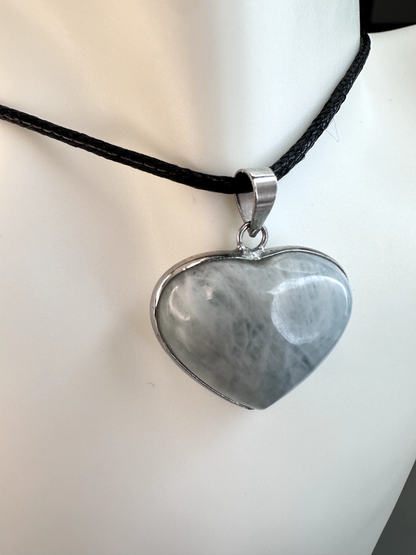 Aquamarine Heart Pendants | Silver Plated