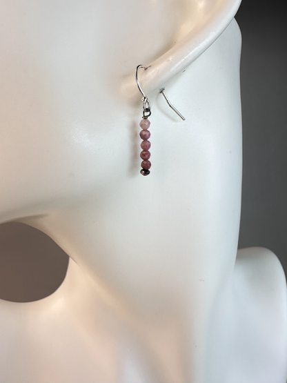 Rhodonite Faceted Micro Bead | Sterling Silver Earrings