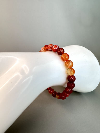 8mm Banded Carnelian Bracelet