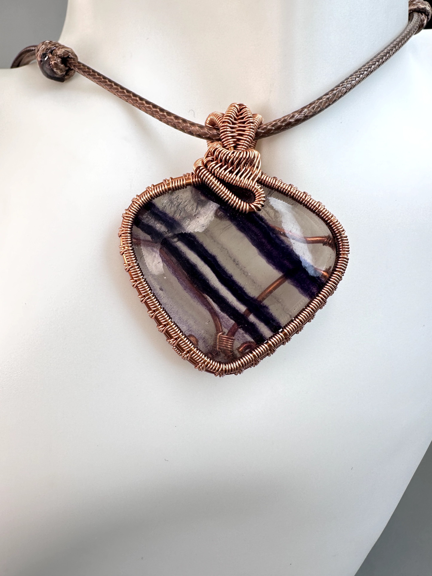 Wire Wrapped Copper Fluorite Pendant 2