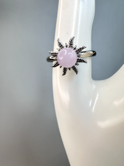 Kunzite Sun Fidget/ Spinning Ring | Adjustable | Silver Plated