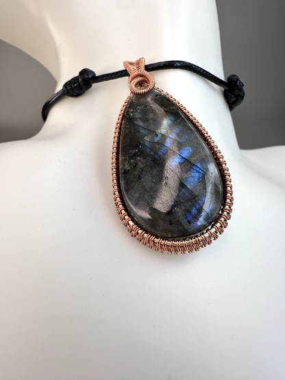 Wire Wrapped Copper Labradorite Pendant 5 | Flashy