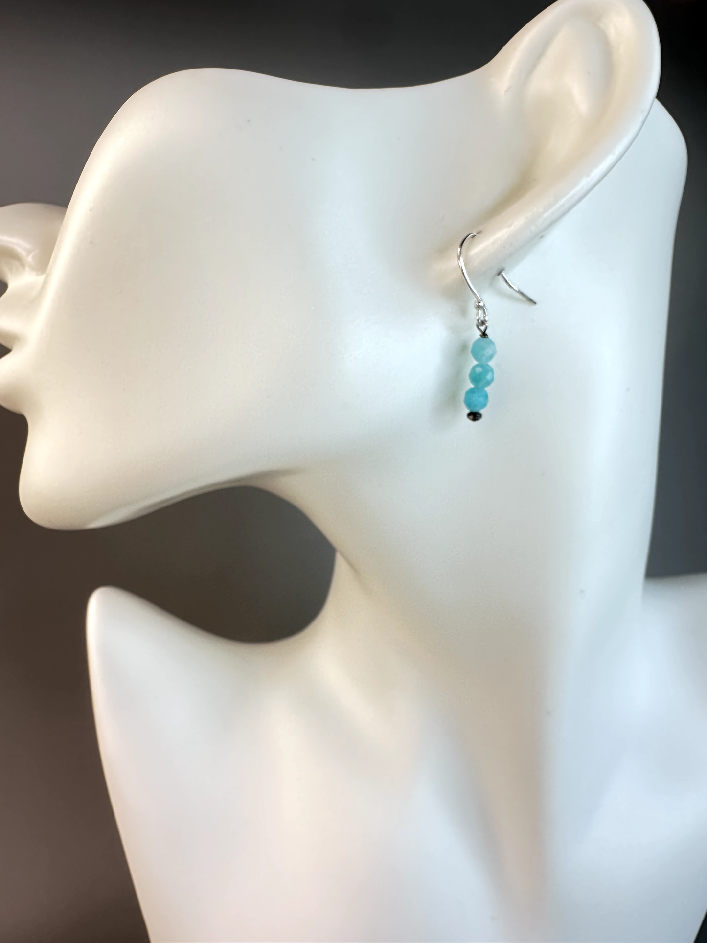 Amazonite Faceted Micro Bead | Sterling Silver Earrings