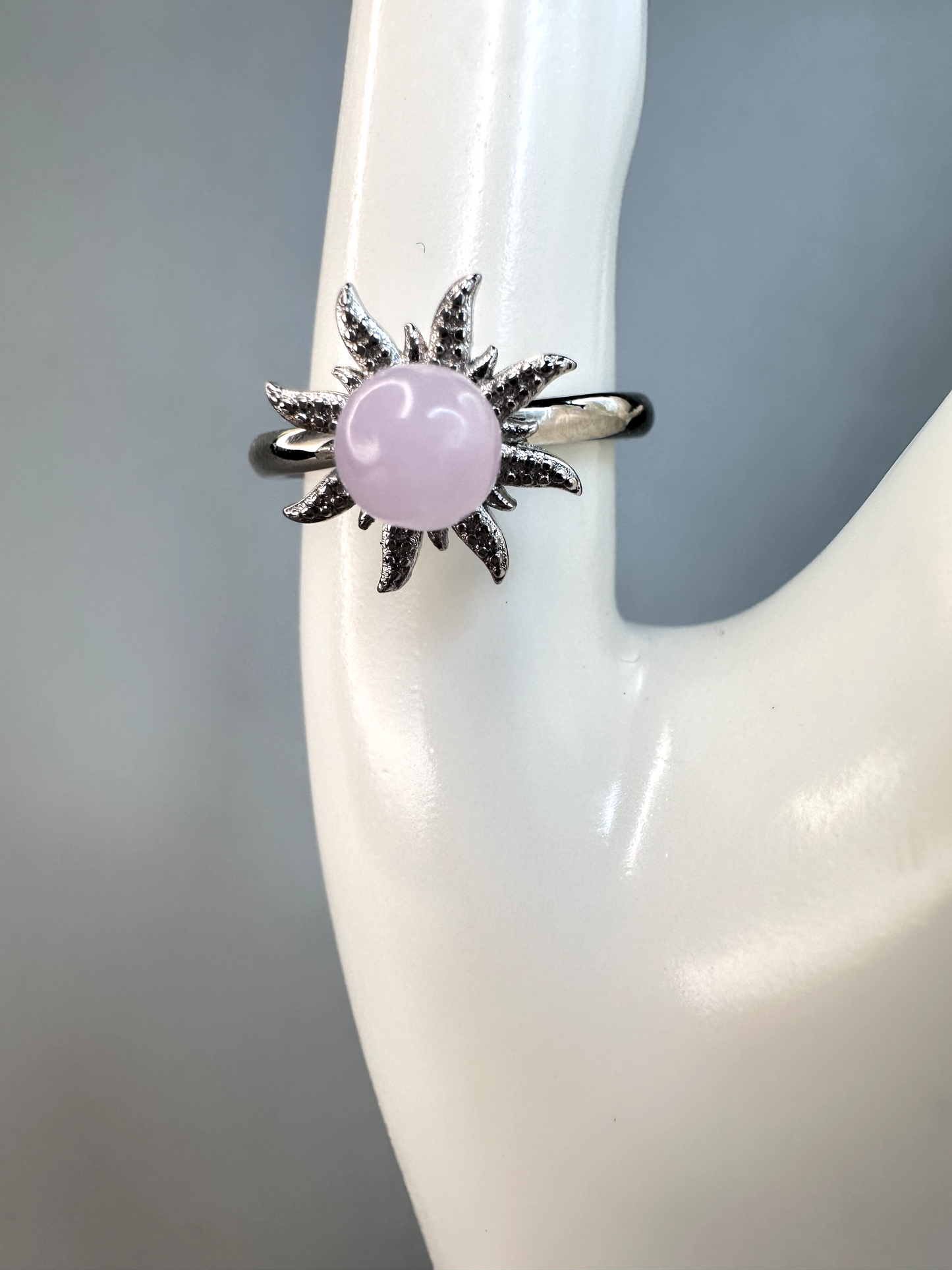 Kunzite Sun Fidget/ Spinning Ring | Adjustable | Silver Plated