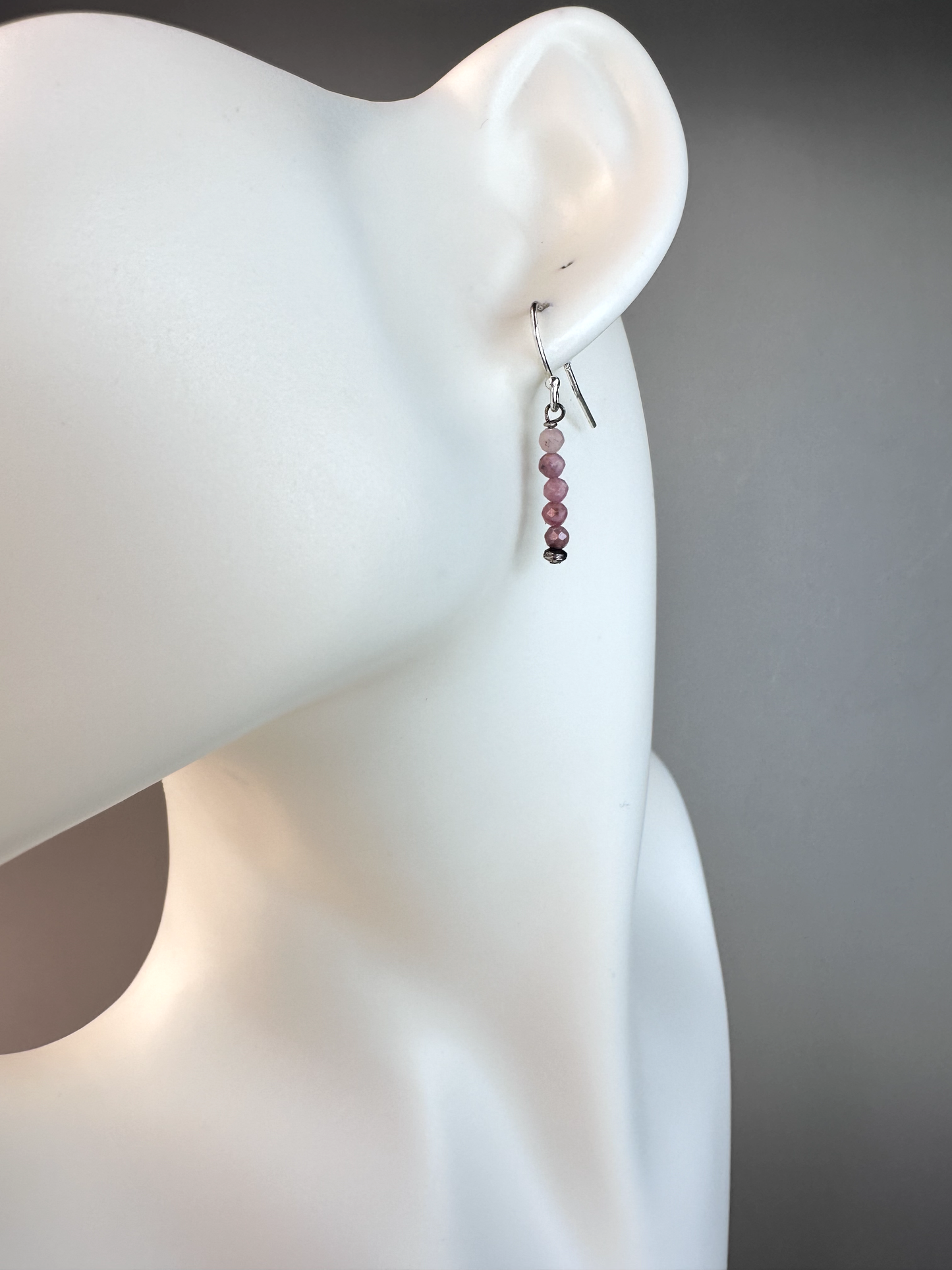 Rhodonite Faceted Micro Bead | Sterling Silver Earrings