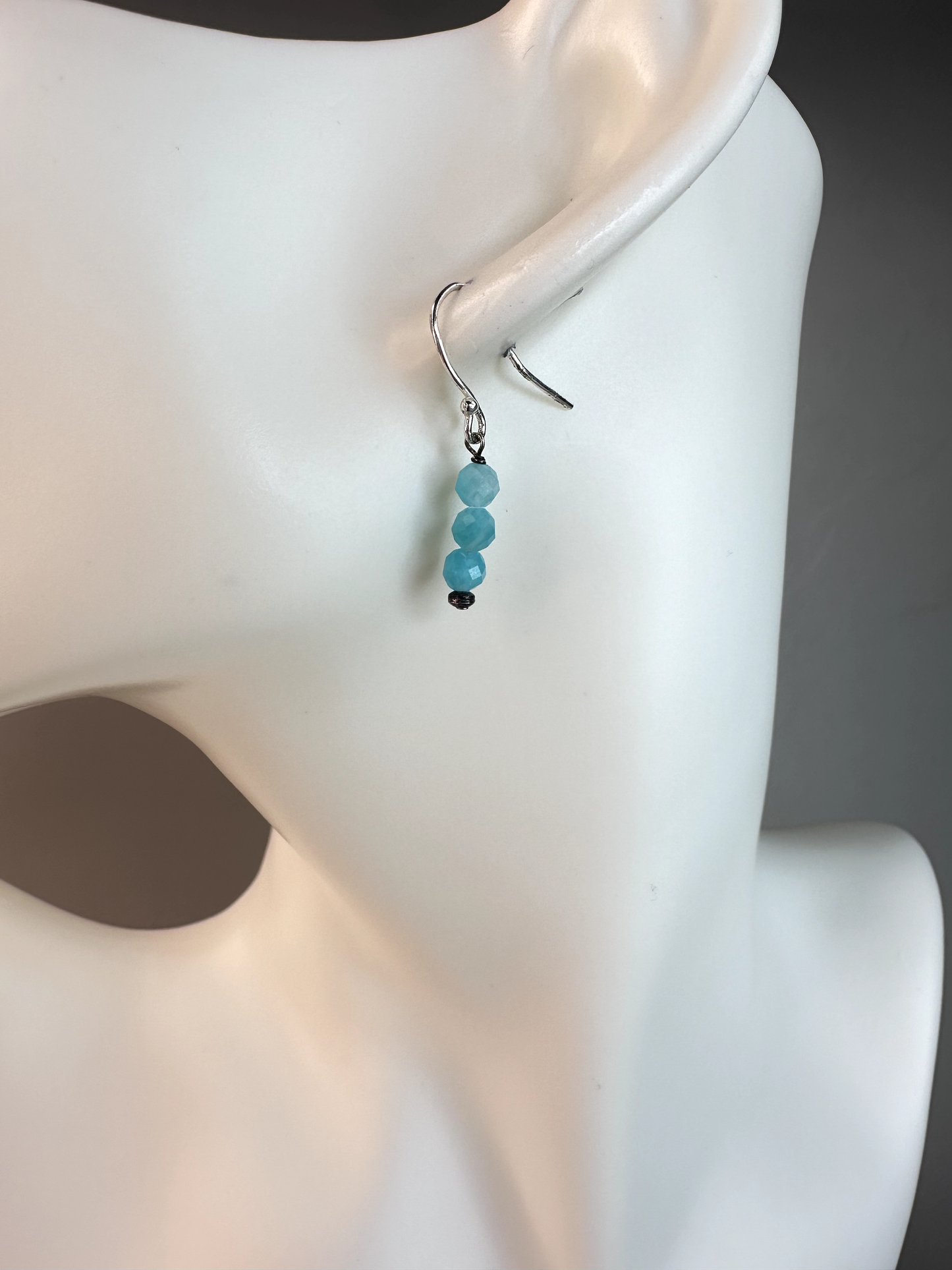 Amazonite Faceted Micro Bead | Sterling Silver Earrings