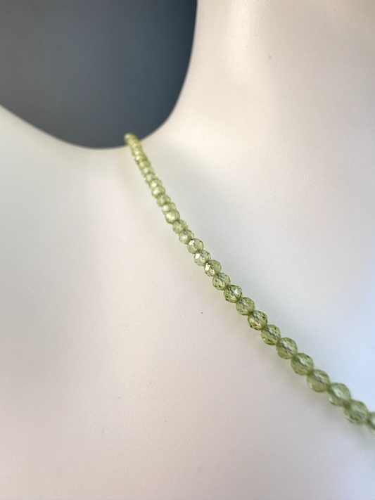 Peridot Faceted Micro Beaded Choker | Sterling Silver